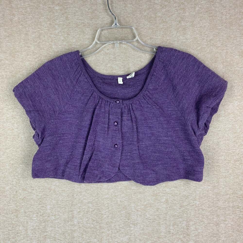 Anthropologie Moth Wool Sweater Womens S Purple Cropped Shrug Babydoll Boho